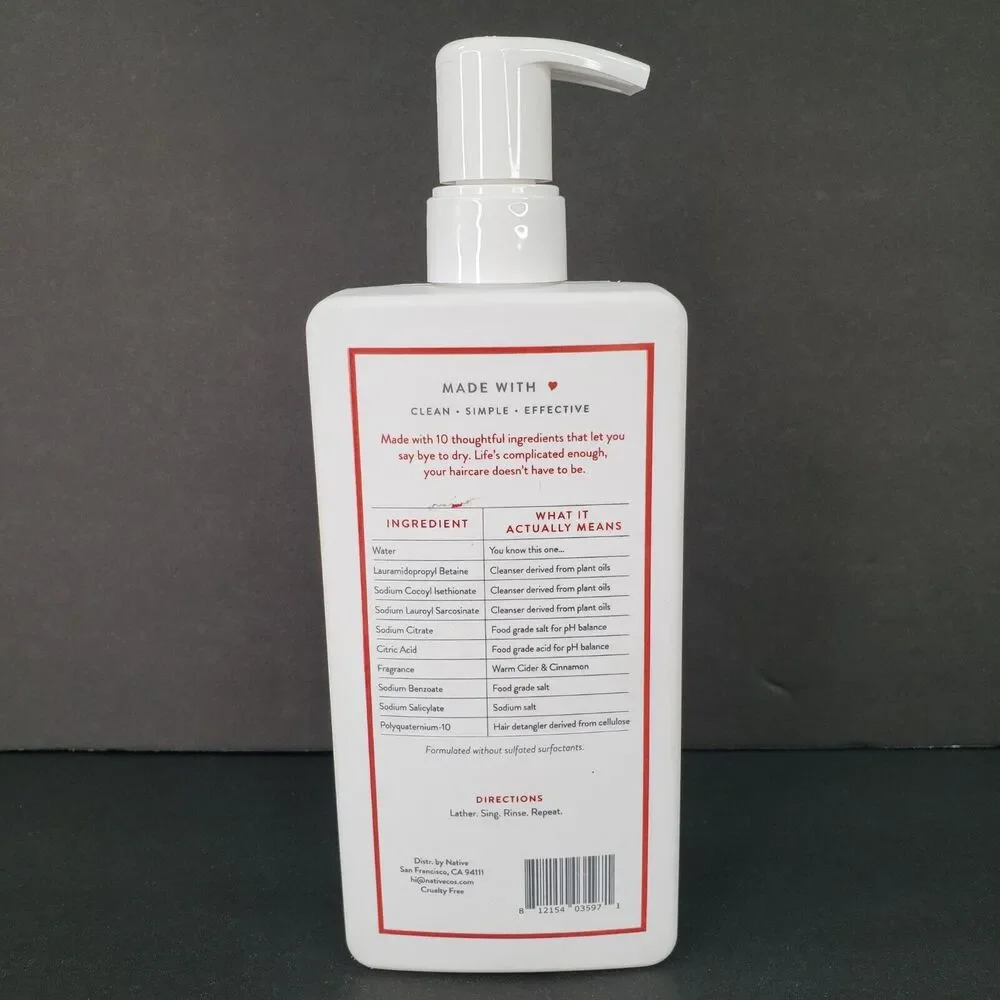 Native Hair Warm Cider & Cinnamon Moisturizing Shampoo 16.5 oz Pump